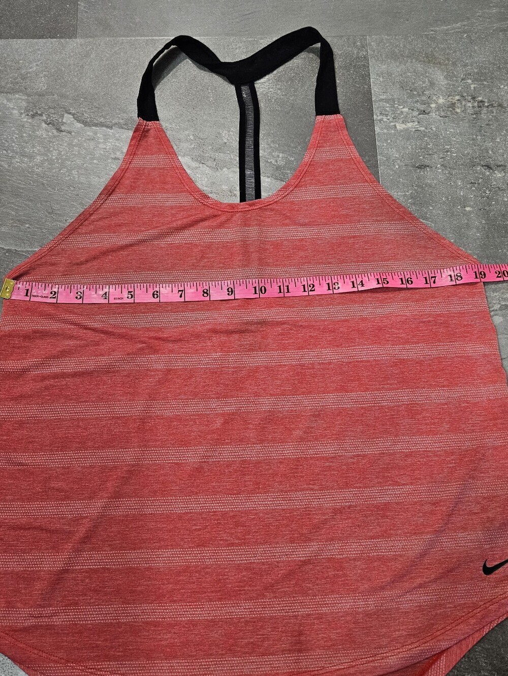 Nike Dri-Fit Tank Top. Heathered Orangy-Red. Light Grey. Black. Stripes. Size L. - Picture 10 of 11